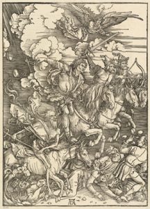 Albrecht Dürer (German, 1471 - 1528), The Four Horsemen, 1498, woodcut on laid paper, Patrons' Permanent Fund and Print Purchase Fund (Horace Gallatin and Lessing J. Rosenwald) 2008.109.5