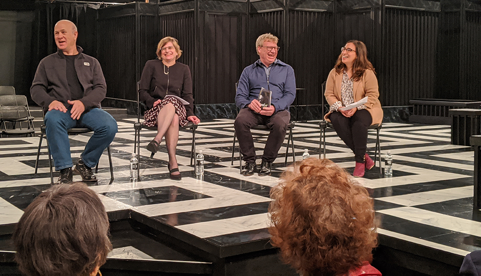 The Clarence Brown Theatre’s production of Hamlet featured a community talkback event at which the theatre’s director, John Sipes, was joined by Marco faculty members Heather Hirschfeld, Gregor Kalas, and Gina Di Salvo to discuss the apocalyptic themes of Shakespeare's famous play.